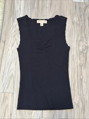 Philosophy Black Ribbed Scoop Neck Tank with Front Ruching